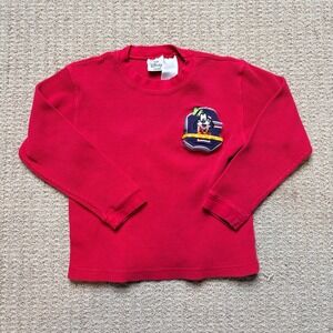 Vintage Disney Store Kids Goofy Waffle Knit Thermal Shirt Red Small 4-6 Long Slv
